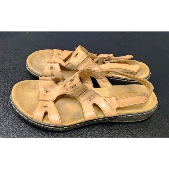 Clarks Leisa Annual Sandals 8M Tan Brown Leather Riptape Strap Back 26105576 - Picture 4 of 8
